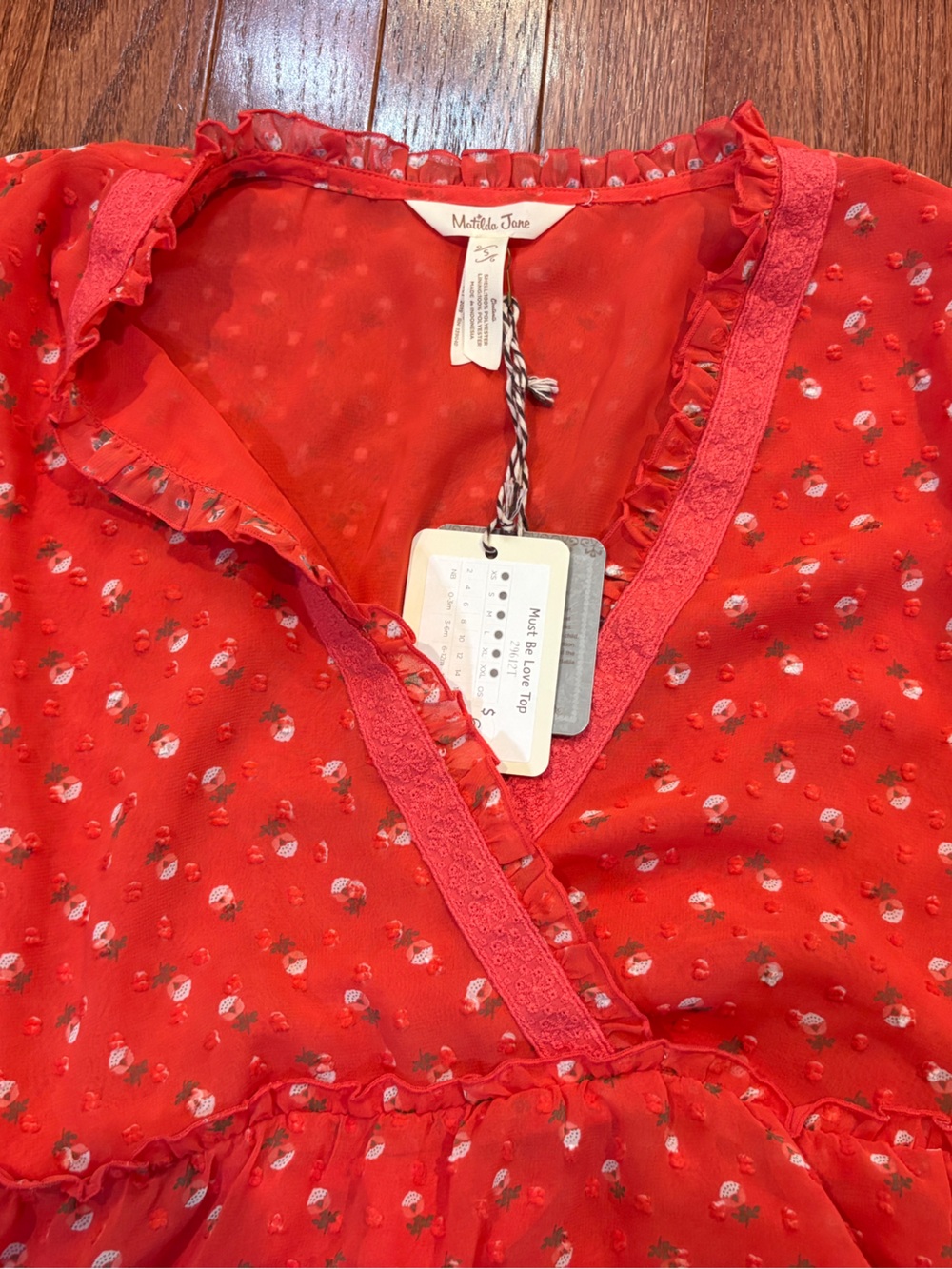 Matilda Jane Red Floral Ruffle Tie-Front Top